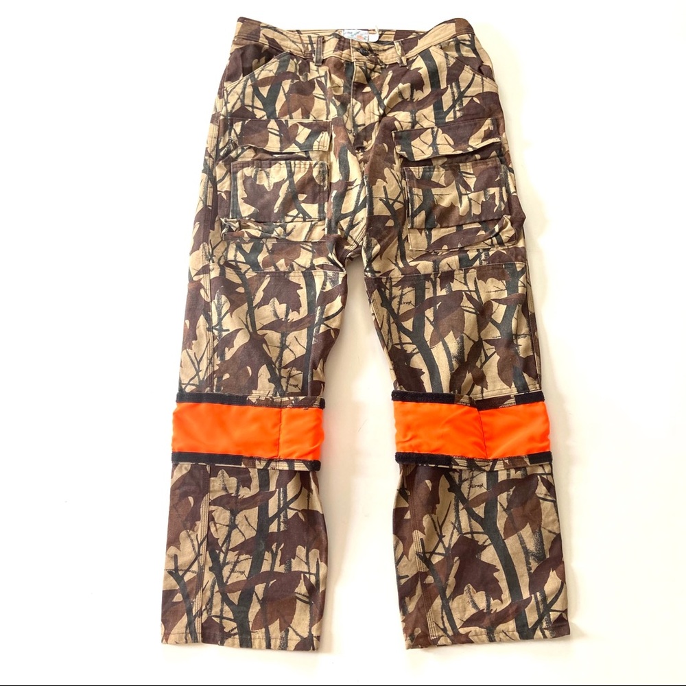 Vintage RARE Hide & Seek Mirage Camo Safety Orange Cotton Canvas Hunting Pants